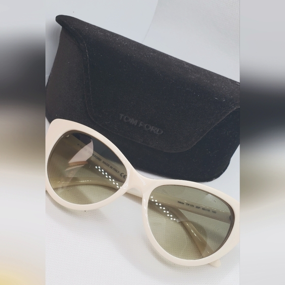 TOM FORD cat eye sunglasses- ivory frame/green lens